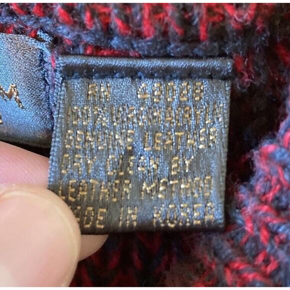 Vintage Giani Leone Sweater With Leather Size Medium Men’s Red Pullover - Picture 4 of 7